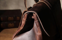 Handmade Vintage Leather Coffee Mens Cool Leather Backpack Travel Bag for men