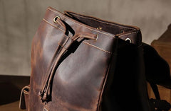 Handmade Vintage Leather Coffee Mens Cool Leather Backpack Travel Bag for men
