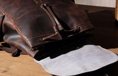 Handmade Vintage Leather Coffee Mens Cool Leather Backpack Travel Bag for men
