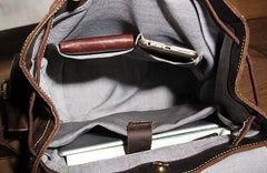 Handmade Vintage Leather Coffee Mens Cool Leather Backpack Travel Bag for men