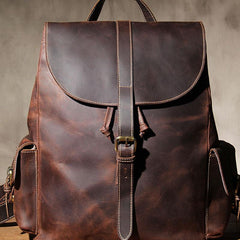 Handmade Vintage Leather Coffee Mens Cool Leather Backpack Travel Bag for men