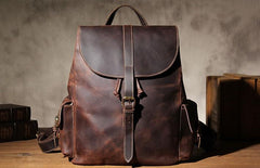 Handmade Vintage Leather Coffee Mens Cool Leather Backpack Travel Bag for men