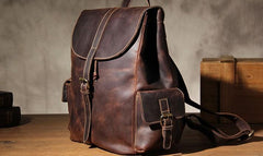 Handmade Vintage Leather Coffee Mens Cool Leather Backpack Travel Bag for men