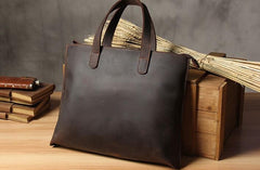 Handmade Leather Vintage Mens Black Handbag Briefcase Shoulder Bag for Men