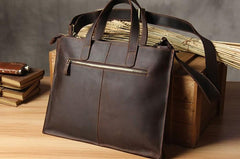 Vintage Leather Mens Coffee Black Handbag Shoulder Bag Briefcase for Men