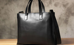 Vintage Leather Mens Coffee Black Handbag Shoulder Bag Briefcase for Men