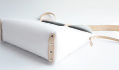 Handmade Leather White Womens Handbag Fashion Work Shoulder Bag for Women