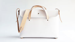 Handmade Leather White Womens Handbag Fashion Work Shoulder Bag for Women