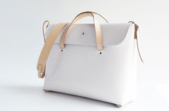 Handmade Leather White Womens Handbag Fashion Work Shoulder Bag for Women