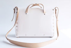Handmade Leather White Womens Handbag Fashion Work Shoulder Bag for Women
