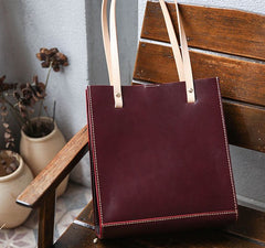 Handmade Leather Womens Tote Purse Handbag Tote Bag Work Tote Bag For Women