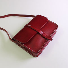 Handmade Leather satchel bag shoulder bag black red for women leather crossbody bag