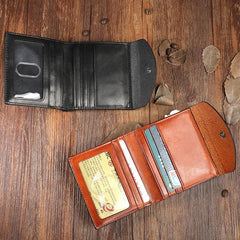 Handmade Mens Cool Black billfold Leather Wallet Men Trifold Brown Card Wallets for Men