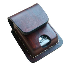 Brown Leather Classic Zippo Lighter Case Handmade Zippo Lighter Pouch with Belt Clip For Men