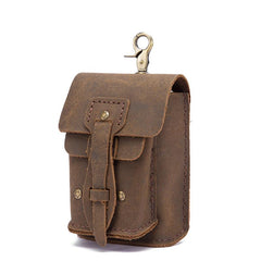 Vintage Black Leather Men's Belt Pouch Cell Phone Holster Waist Belt Bags For Men