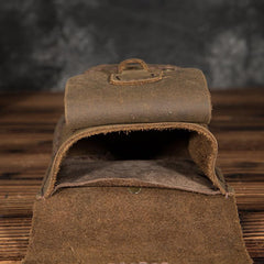 Vintage Black Leather Men's Belt Pouch Cell Phone Holster Waist Belt Bags For Men