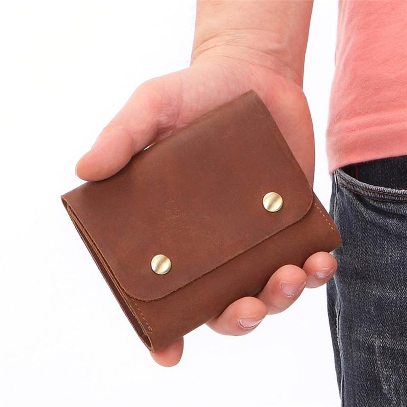 Vintage Brown Leather Men's Small Trifold Key Wallet Card Wallet billfold Wallet For Men