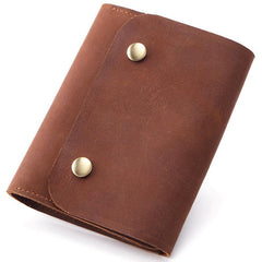 Vintage Brown Leather Men's Small Trifold Key Wallet Card Wallet billfold Wallet For Men