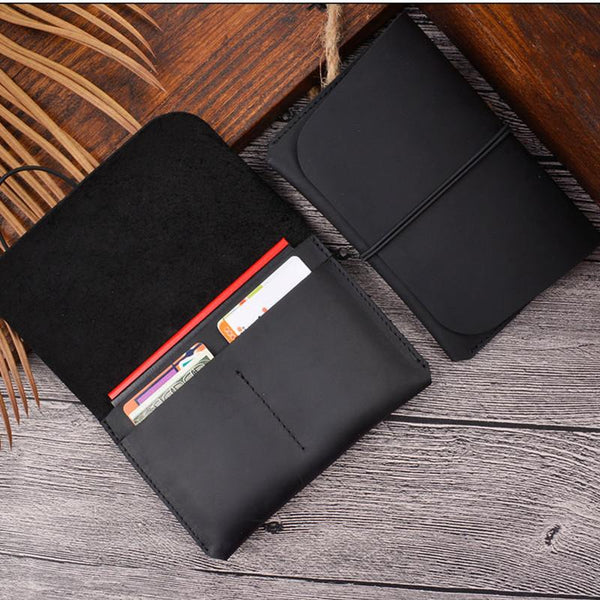 Vintage Brown Leather Men's Long Passport Wallet Black Travel Wallet Card Wallet FY00891014