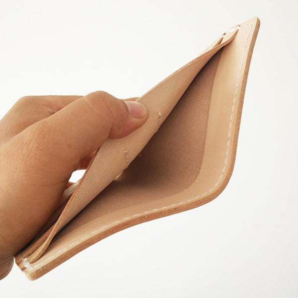 Handmade Vertical Mens Leather Beige billfold Small Wallet Cool Small Slim Bifol CZPY00851035