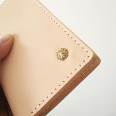 Handmade Vertical Mens Leather Beige billfold Small Wallet Cool Small Slim Bifold Wallets for Men