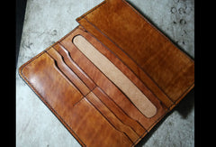 Handmade Long  leather wallet men skull tooled carved long wallet for him - EverHandmade