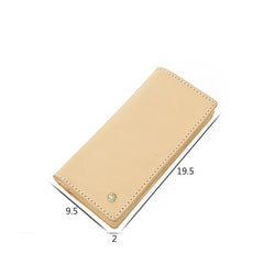 Handmade Studded Mens Light Beige Leather Long Wallets Cool Bifold Long Wallet for Men