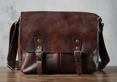 Handmade Vintage Leather Mens Cool Shoulder Bag Messenger Bags Cycling Bag for men