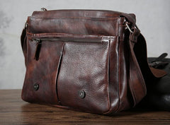 Handmade Vintage Leather Mens Cool Shoulder Bag Messenger Bags Cycling Bag for men