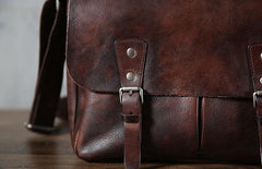 Handmade Vintage Leather Mens Cool Shoulder Bag Messenger Bags Cycling Bag for men