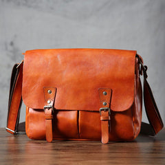 Handmade Vintage Leather Mens Cool Shoulder Bag Messenger Bags Cycling Bag for men