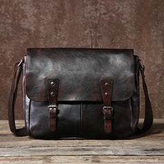 Handmade Vintage Leather Mens Cool Shoulder Bag Messenger Bags Cycling Bag for men