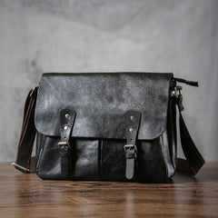 Handmade Vintage Leather Mens Cool Shoulder Bag Messenger Bags Cycling Bag for men