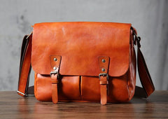Handmade Vintage Leather Mens Cool Shoulder Bag Messenger Bags Cycling Bag for men