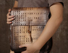 Handmade Vintage Leather Mens Cool Shoulder Bags Messenger Bags Cycling Bags for men