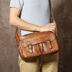 Vintage Leather Mens Cool Shoulder Bag Messenger Bag Bike Bag for men