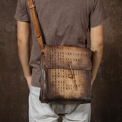 Handmade Vintage Leather Mens Cool Shoulder Bags Messenger Bags Cycling Bags for men