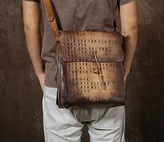 Handmade Vintage Leather Mens Cool Shoulder Bags Messenger Bags Cycling Bags for men