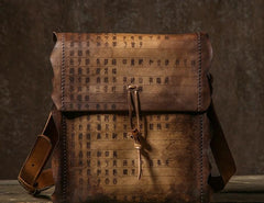 Handmade Vintage Leather Mens Cool Shoulder Bags Messenger Bags Cycling Bags for men