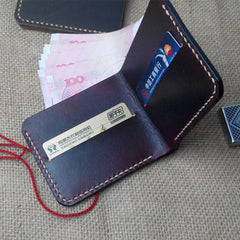 Handmade Vintage Leather Mens Slim Small Wallet Leather billfold Bifold Wallets for Men