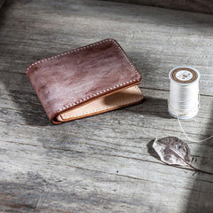 Handmade Vintage Leather Mens Small Wallet Bifold billfold Wallet for Men