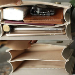 White Leather Crossbody Bag Top Handle Satchel - Annie Jewel