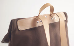 Handmade Womens Canvas Leather Backpack Hiking Backpack Travel Backpack for Women