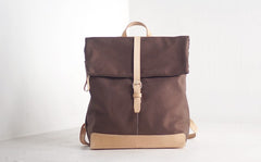 Handmade Womens Canvas Leather Backpack Hiking Backpack Travel Backpack for Women
