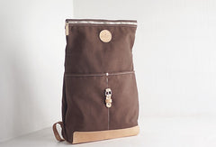 Handmade Womens Canvas Leather Backpack Hiking Backpack Travel Backpack for Women