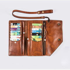 Handmade biker chain wallet leather chain wallet men Brown long wallet