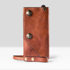 Handmade biker chain wallet leather chain wallet men Brown long wallet