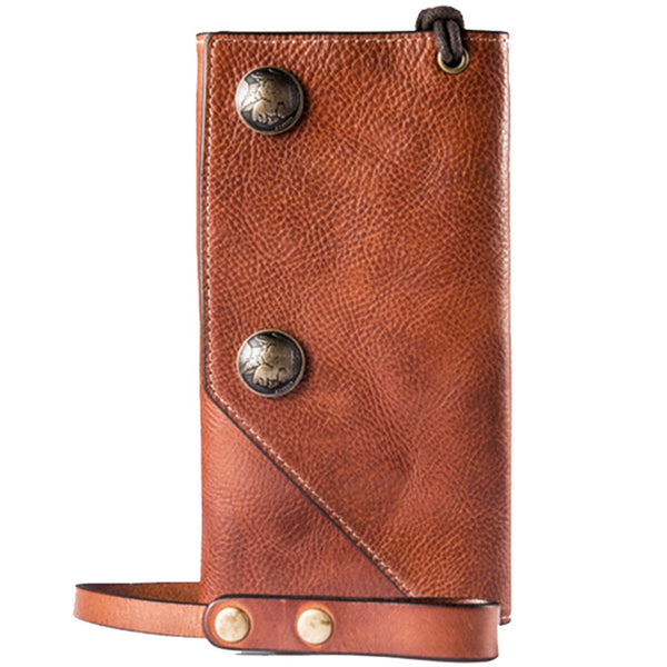 Handmade biker chain wallet leather chain wallet men Brown long wallet - EverHandmade