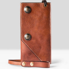Handmade biker chain wallet leather chain wallet men Brown long wallet