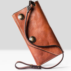 Handmade biker chain wallet leather chain wallet men Brown long wallet